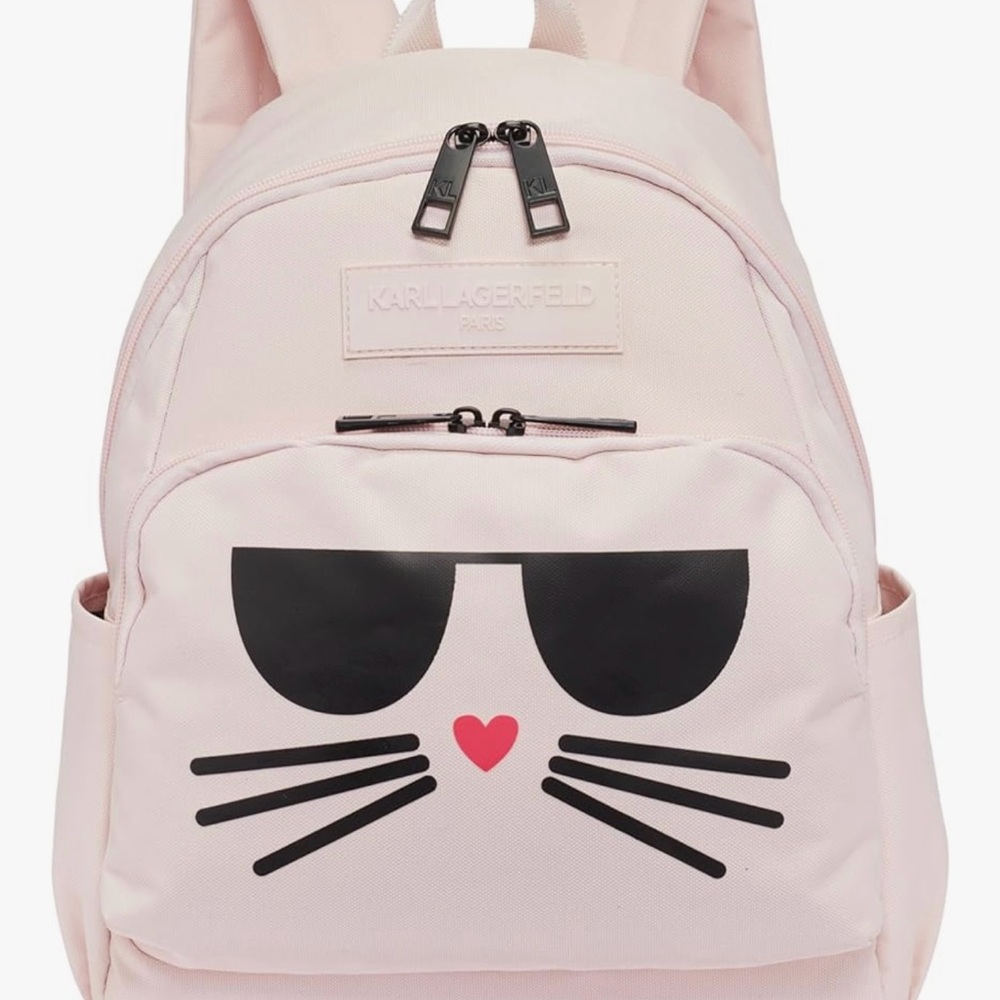 Karl Lagerfeld Light Pink Cat Face Backpack - Picture 2 of 7